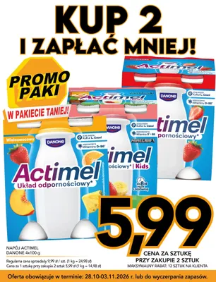 Napój Actimel Danone wieloowocowy 4-pak 100 g promocja w Kupiec