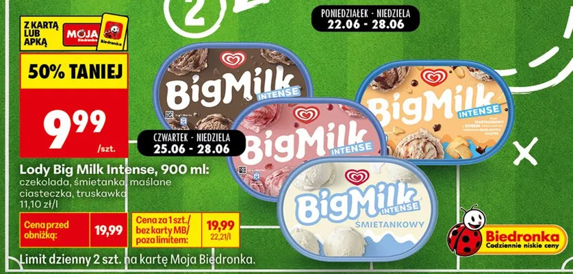 Lody Big Milk Intense śmietanka promocja w Biedronka