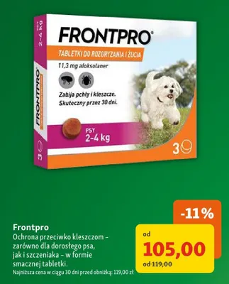 Tabletki na pchły i kleszcze dla psa Frontpro promocja w MAXI ZOO