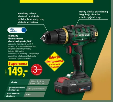 Akumulatorowa wiertarkowkrętarka Parkside promocja w Lidl