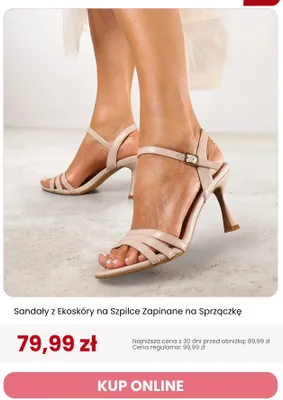 Sandały z ekoskóry na szpilce zapinane na sprzączkę Renee promocja w Renee
