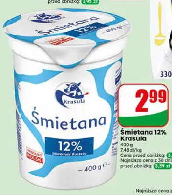 Śmietana 12% Krasula promocja w Dino