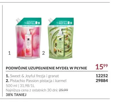 Podwójne uzupełnienie mydeł w płynie Pistachio Passion pistacja i karmel promocja w AVON