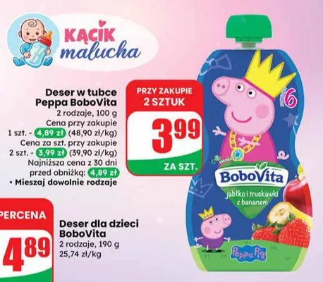Deser w tubce Peppa promocja w Dino