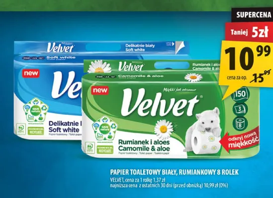 Papier toaletowy rumiankowy 8-pak Velvet promocja w Arhelan