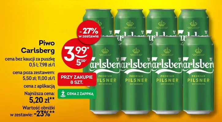 Piwo Carlsberg puszka 0.5l promocja w Żabka