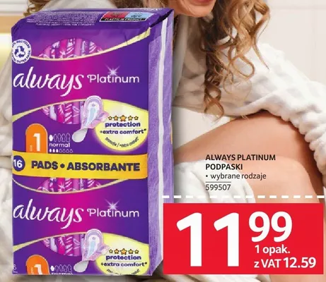 Podpaski Always Platinum promocja w Selgros