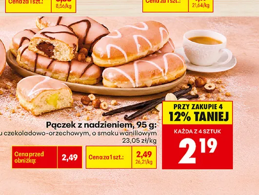 Pączek z nadzieniem o smaku waniliowym promocja w Biedronka