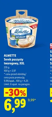 Serek puszysty twarogowy XXL Almette promocja w Lidl