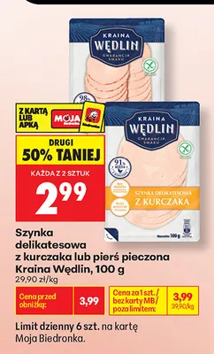Szynka delikatesowa z kurczaka Kraina Wędlin promocja w Biedronka