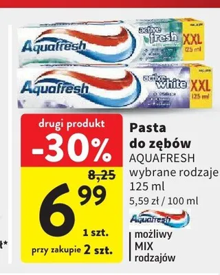 Pasta do zębów Aquafresh promocja w Intermarche