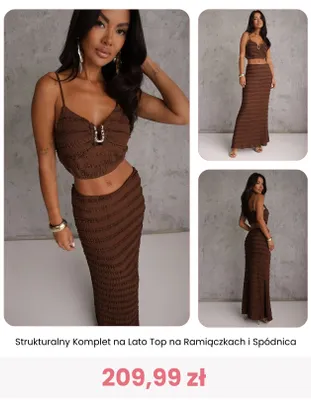 Strukturalny komplet na lato top na ramiączkach i spódnica Reneé promocja w Renee