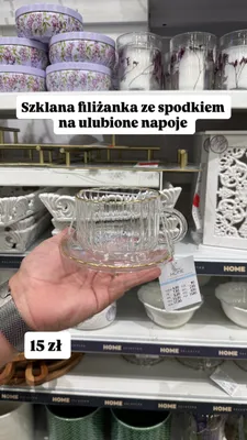 Szklana filiżanka ze spodkiem Pepco Home promocja w Pepco