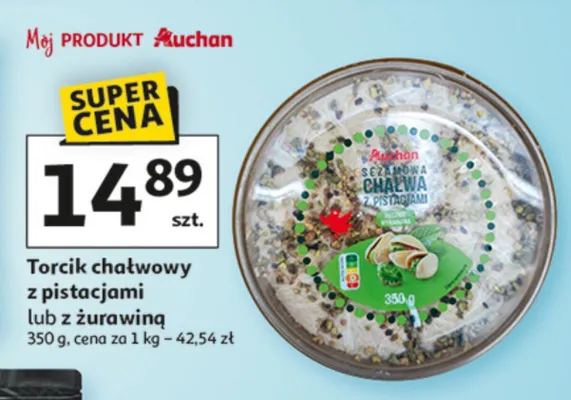 Torcik chałwowy z pistacjami lub z żurawiną promocja w Auchan