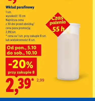 Wkład parafinowy 13 cm promocja w Lidl