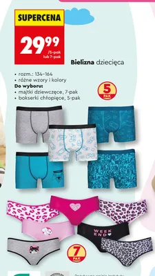 Majtki dziewczęce 7-pak rozm. 134-164 promocja w Biedronka