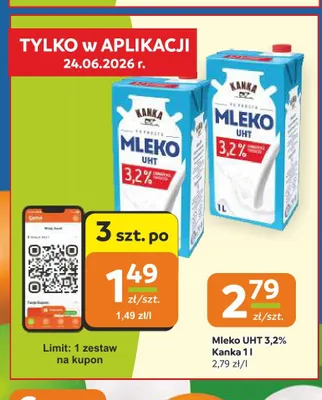 Mleko UHT 3,2% Kanka promocja w Gama
