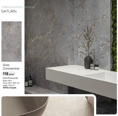 Gres Constantine grey carv promocja w Castorama