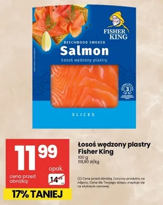 Łosoś wędzony plastry Fisher King promocja w Delikatesy Centrum