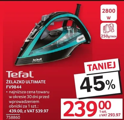 Żelazko Tefal Ultimate FV9844 promocja w Selgros