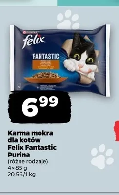 Karma mokra dla kotów Felix Fantastic Purina 4-pak 85 g promocja w Netto