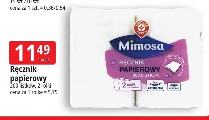 Ręcznik papierowy Mimosa promocja w Leclerc
