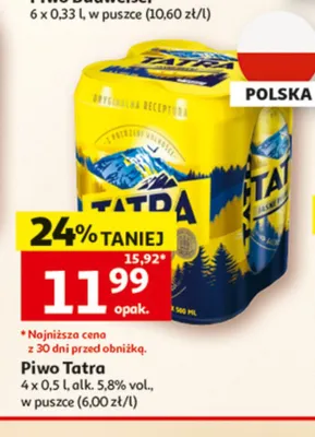 Piwo Tatra 4-pak 500 ml promocja w Auchan