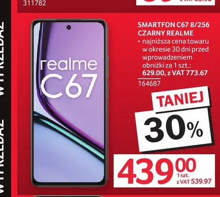Smartfon Realme C67 8/256GB czarny promocja w Selgros