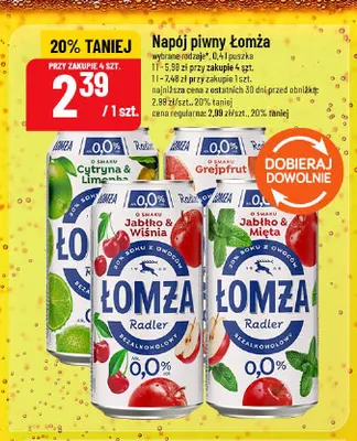 Piwo bezalkoholowe Łomża Radler Cytryna & Limonka promocja w POLOmarket