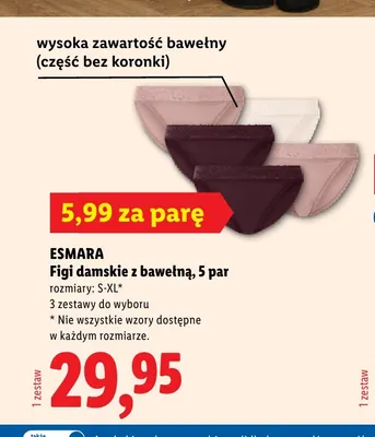 Figi damskie z bawełną Esmara 5-pak promocja w Lidl