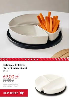 Półmisek FELKO z białymi miseczkami 24 cm promocja w Homla