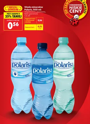 Woda mineralna gazowana Polaris promocja w Biedronka