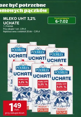 Mleko UHT 3,2% uchate promocja w Stokrotka