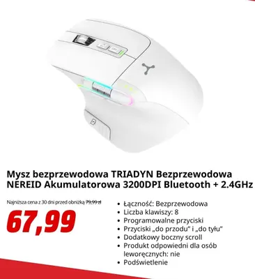 Mysz bezprzewodowa Triadyn Nereid akumulatorowa promocja w Media Markt