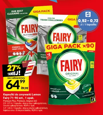 Kapsułki do zmywarki Fairy Original All in One Lemon promocja w Twój Market