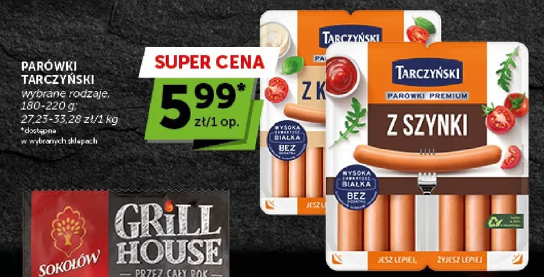 Parówki Tarczyński Premium z piersi kurczaka promocja w ABC