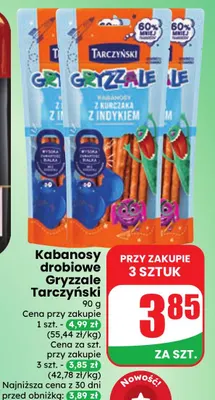 Kabanosy drobiowe Gryzzale Tarczyński promocja w Dino