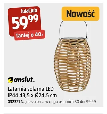 Latarnia solarna LED anslut IP44 43,5xØ24,5cm promocja w Jula