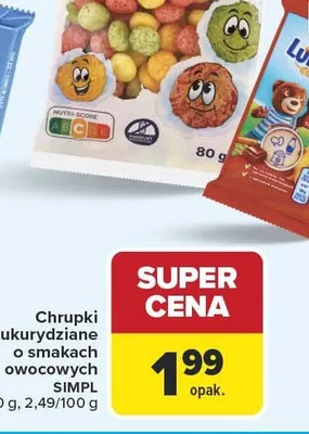 Chrupki kukurydziane o smakach owocowych SIMPL promocja w Carrefour Market