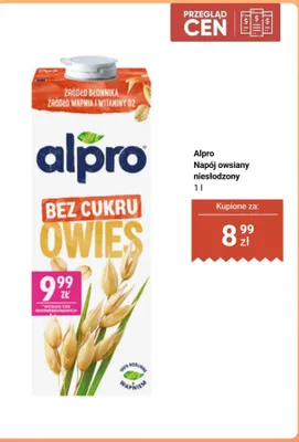 Napój owsiany niesłodzony Alpro bez cukru promocja w Biedronka