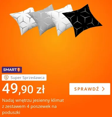 Zestaw 4 poszewek na poduszki promocja w Allegro