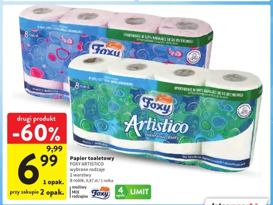 Papier toaletowy Foxy Artistico naturalnie biały promocja w Intermarche