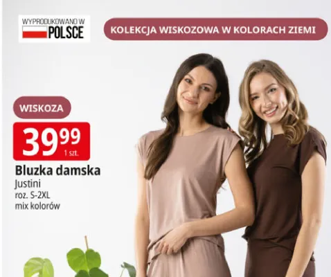 Bluzka damska Justini wiskoza mix kolorów promocja w Leclerc