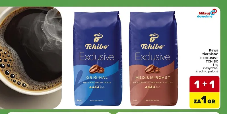 Kawa ziarnista Tchibo Exclusive Medium Roast promocja w Carrefour Express