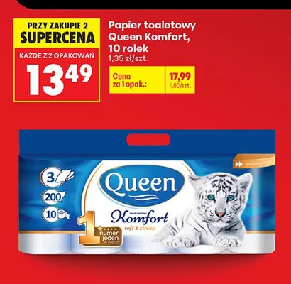 Papier toaletowy Queen Komfort 10-pak promocja w Biedronka