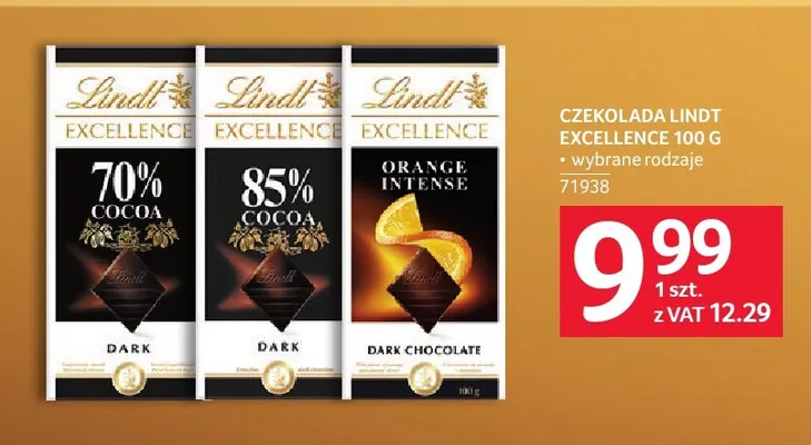 Czekolada gorzka Lindt Excellence 85% Cocoa promocja w Selgros