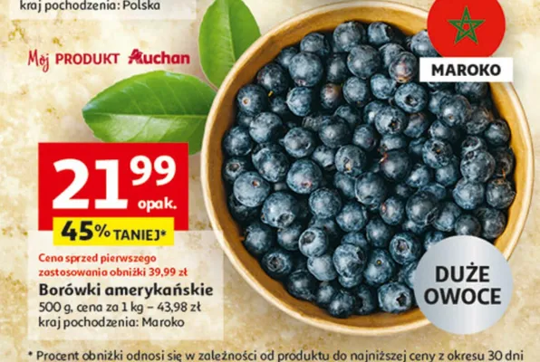 Borówki amerykańskie promocja w Auchan