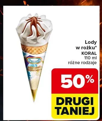 Lody w rożku Koral promocja w Carrefour Express