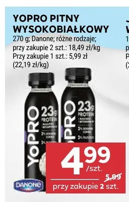 Napój jogurtowy pitny wysokobiałkowy Danone YoPro truskawkowy promocja w Stokrotka