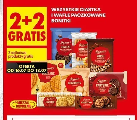 Ciastka i wafle paczkowane Bonitki promocja w Biedronka